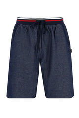 Marineblaue Shorts mit Kordelzug und roter und weißer Borte, Marke Tommy Hilfiger.