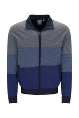 Herren Freizeitanzug Klima Komfort Original: blau-grauer gestreifter Reißverschlussjacke