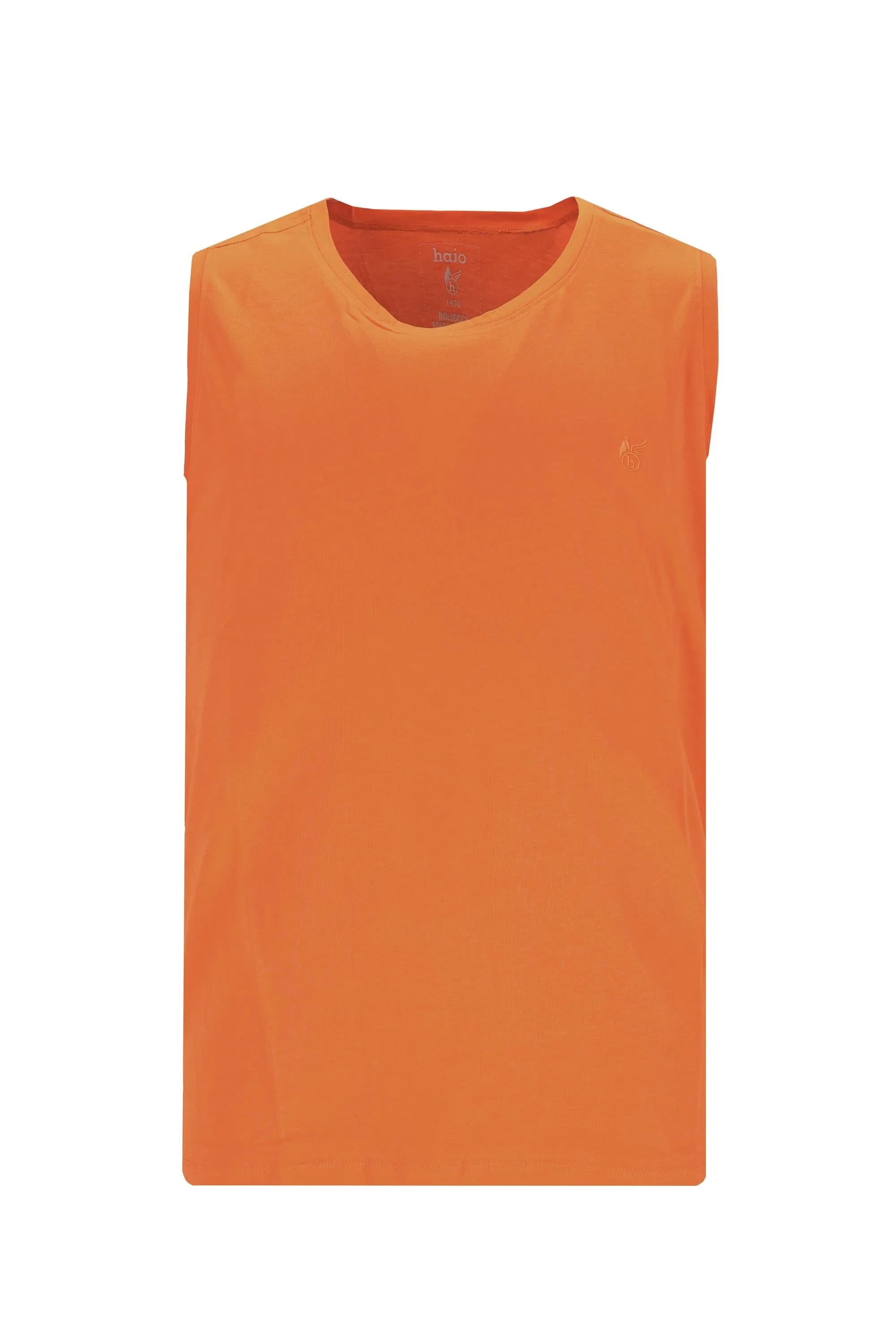 Herren muskelshirt in leuchtendem orange mit ärmellosem design und einfachem rundhalsausschnitt