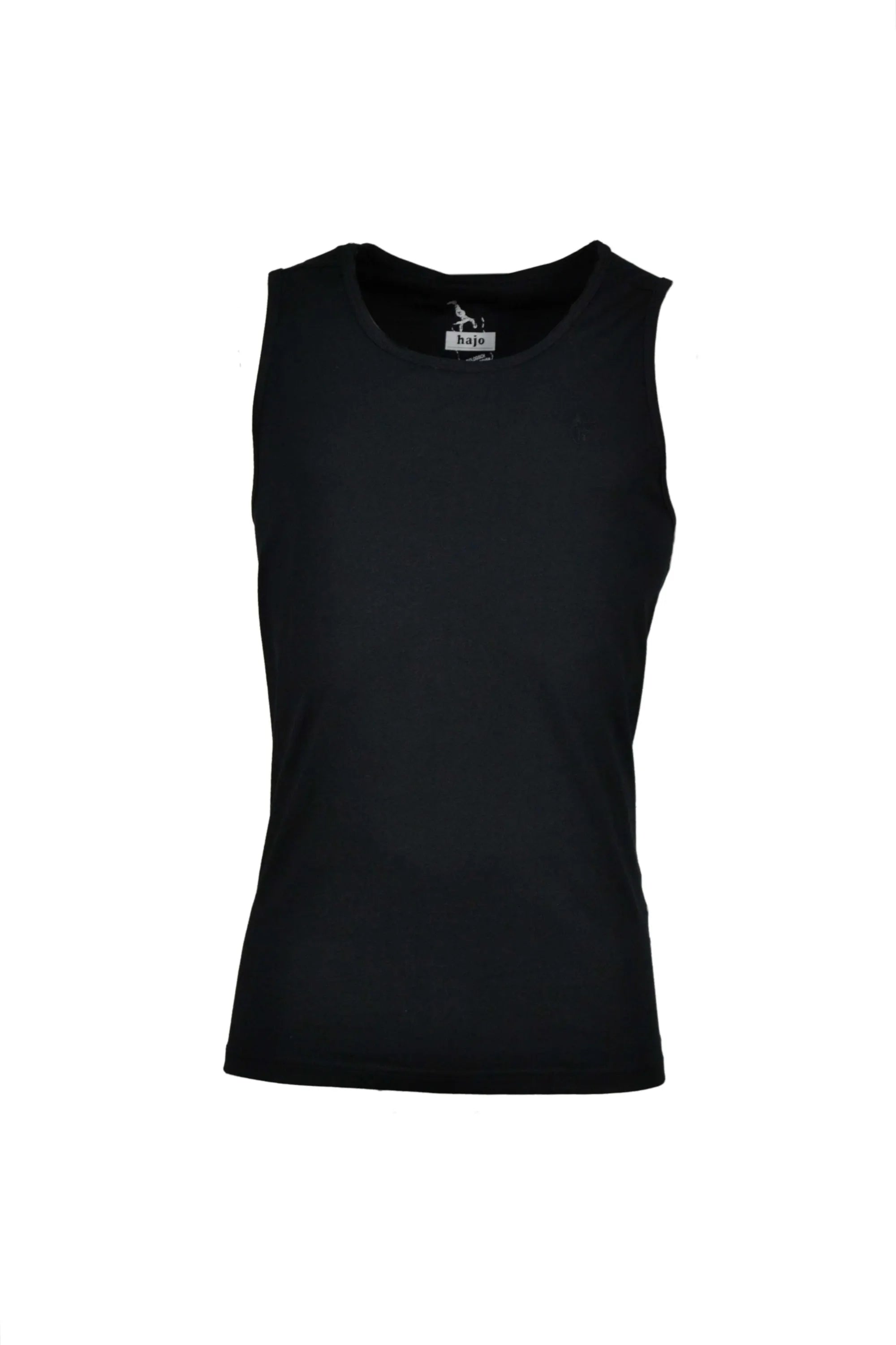 Herren Muskelshirt ärmelloses schwarzes tanktop mit schlichter passform und kleinem markenetikett am kragen