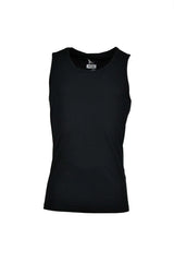 Herren Muskelshirt ärmelloses schwarzes tanktop mit schlichter passform und kleinem markenetikett am kragen