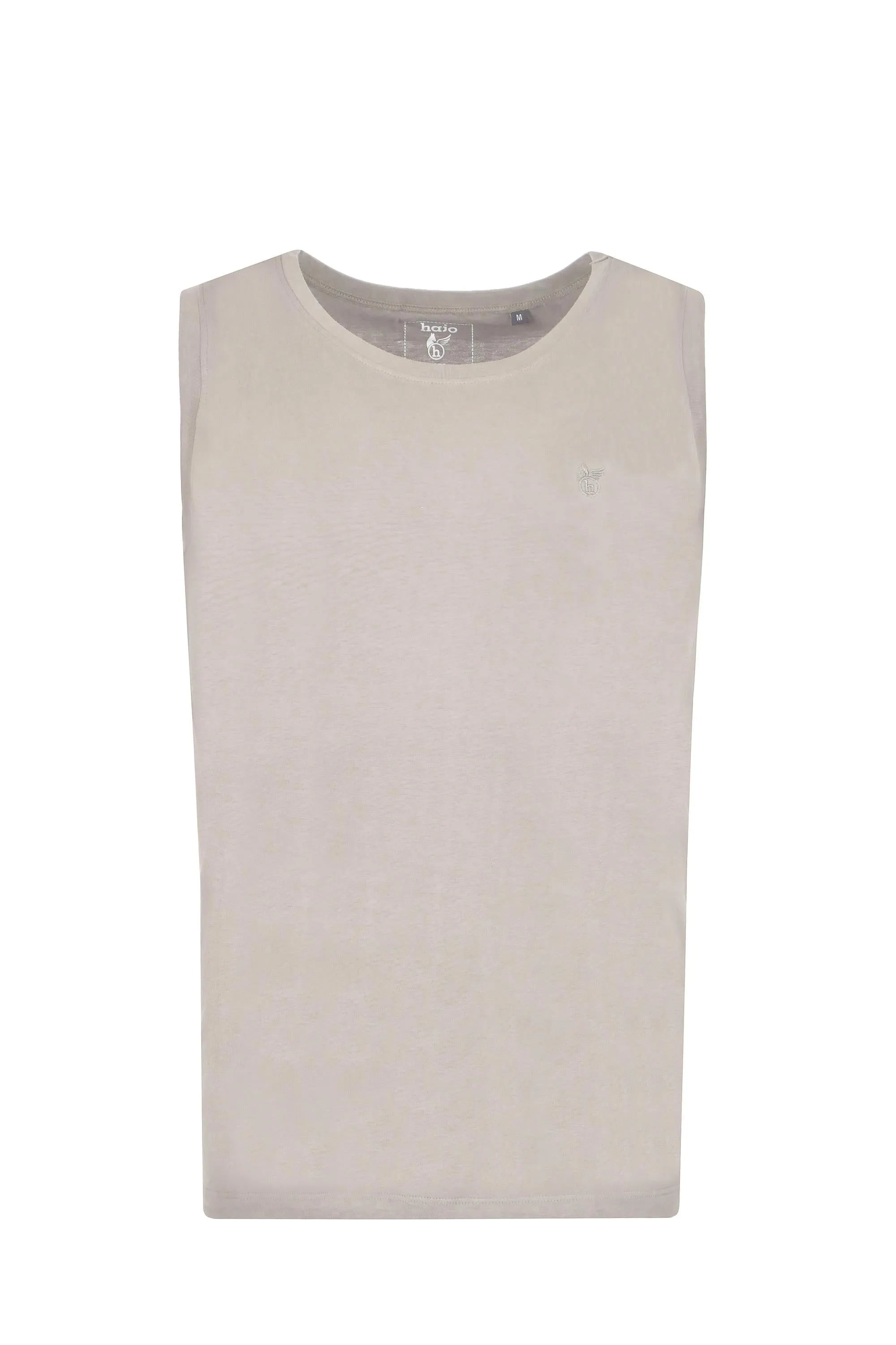 Beiges herren muskelshirt ärmellos aus baumwolle mit subtil gesticktem logo auf der brust
