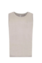Beiges herren muskelshirt ärmellos aus baumwolle mit subtil gesticktem logo auf der brust