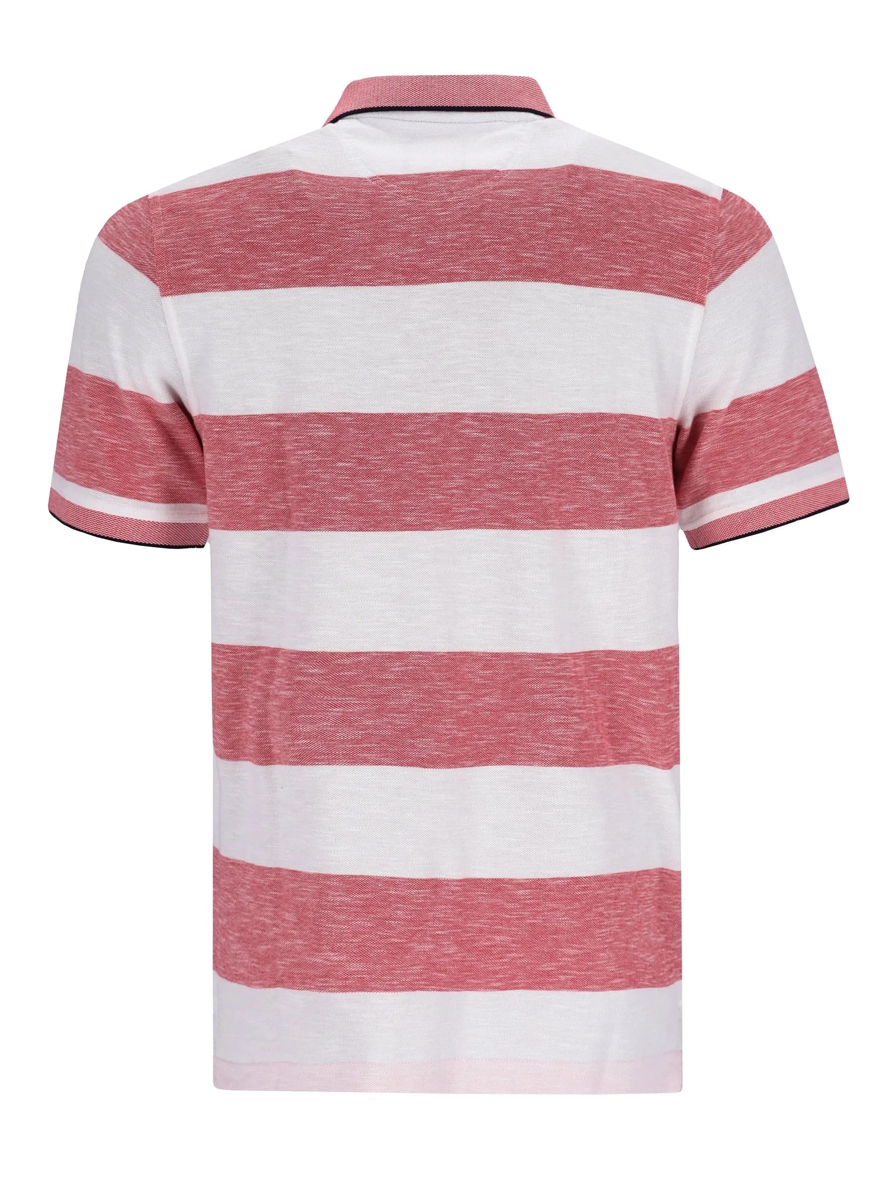 Herren Polopiqué Riviera Polo kurzärmelig mit weißen und melierten rosa Streifen, Rippenkragen und Ärmelbündchen