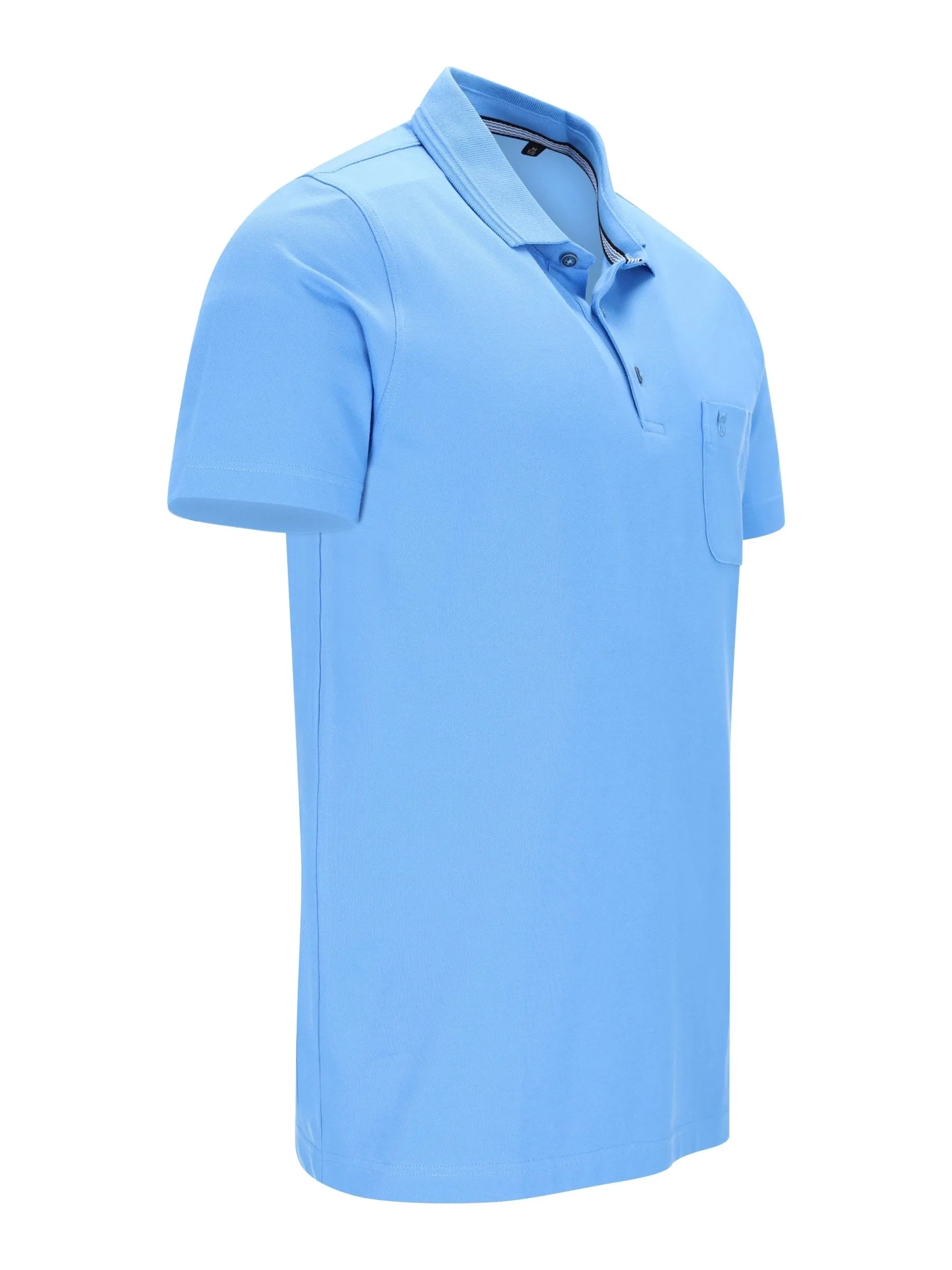 Herren Polopique Stay Fresh: hellblaues Poloshirt mit V-Ausschnitt und Brusttasche
