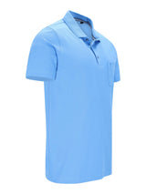 Herren Polopique Stay Fresh: hellblaues Poloshirt mit V-Ausschnitt und Brusttasche
