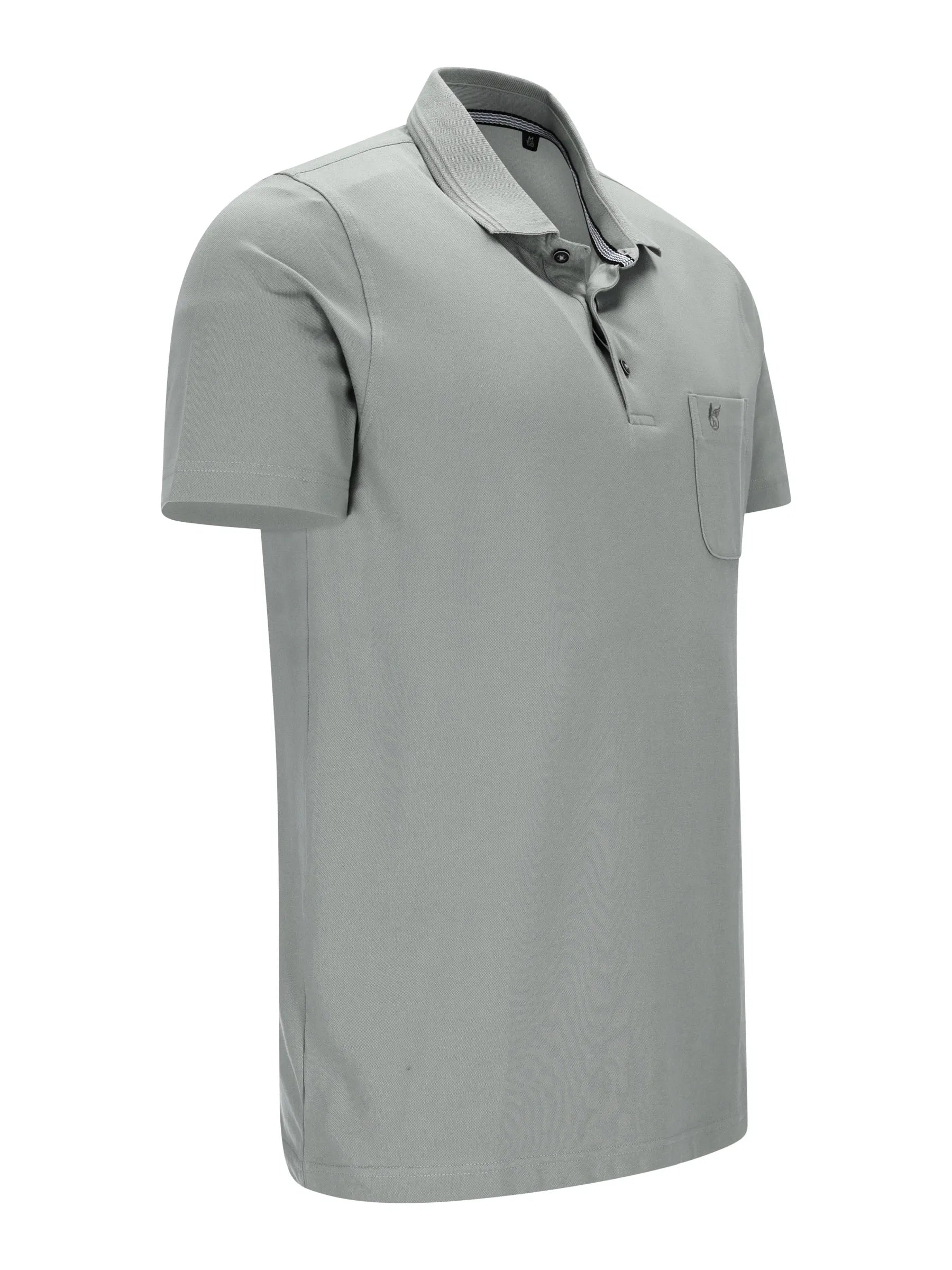 Herren Polopique Stay Fresh: hellgraues Poloshirt mit Textur und Logo