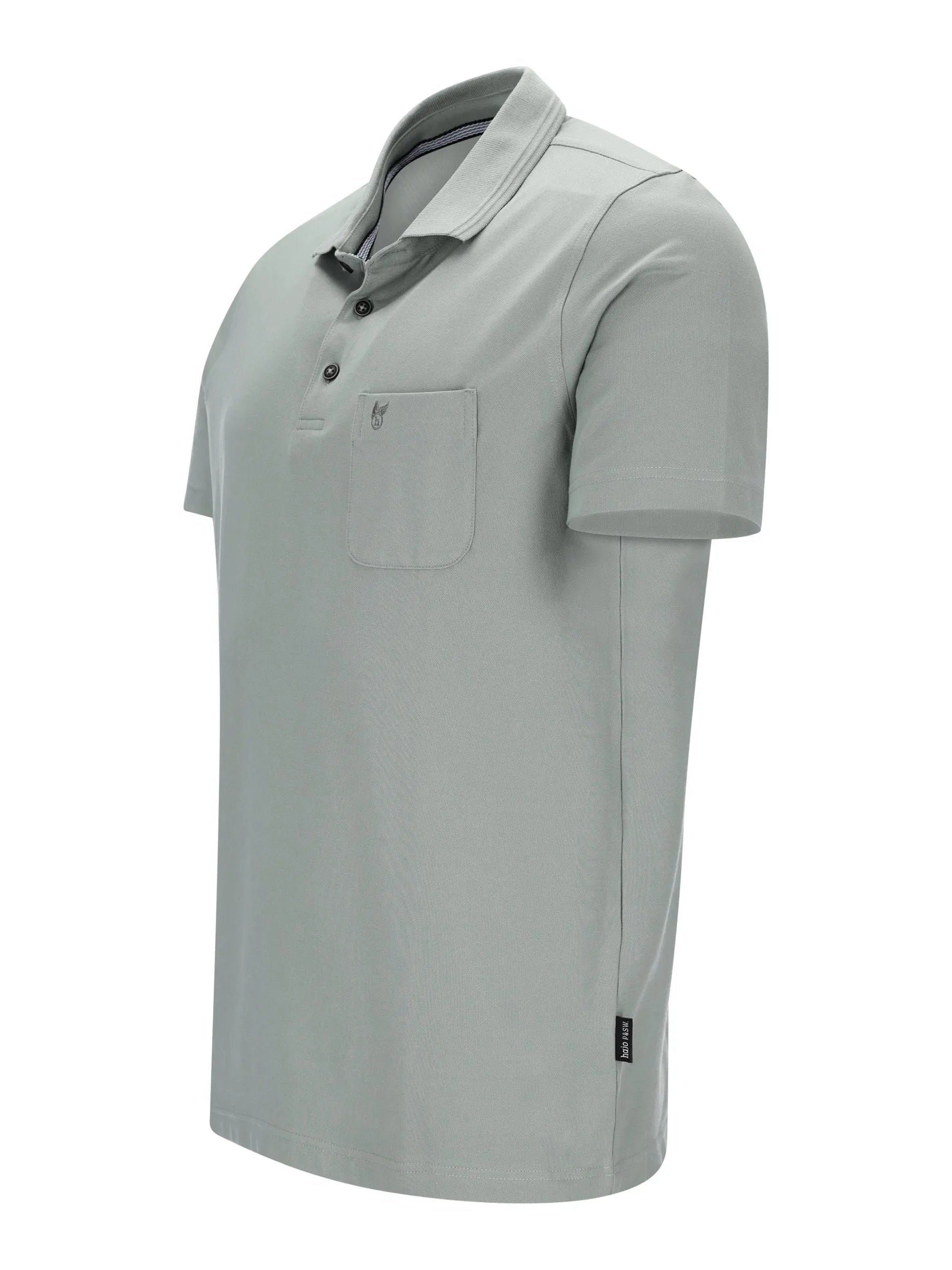 Herren Polopique Stay Fresh: Hellgraues Poloshirt mit Textur und schwarzen Knöpfen