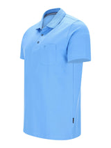 Herren Polopique Stay Fresh: hellblaues Kurzarm-Poloshirt mit Kragen und Brusttasche
