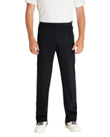 Schwarze Hose mit Tunnelzug, Gummizug an den Knöcheln und Taschen, geeignet für Freizeitkleidung.