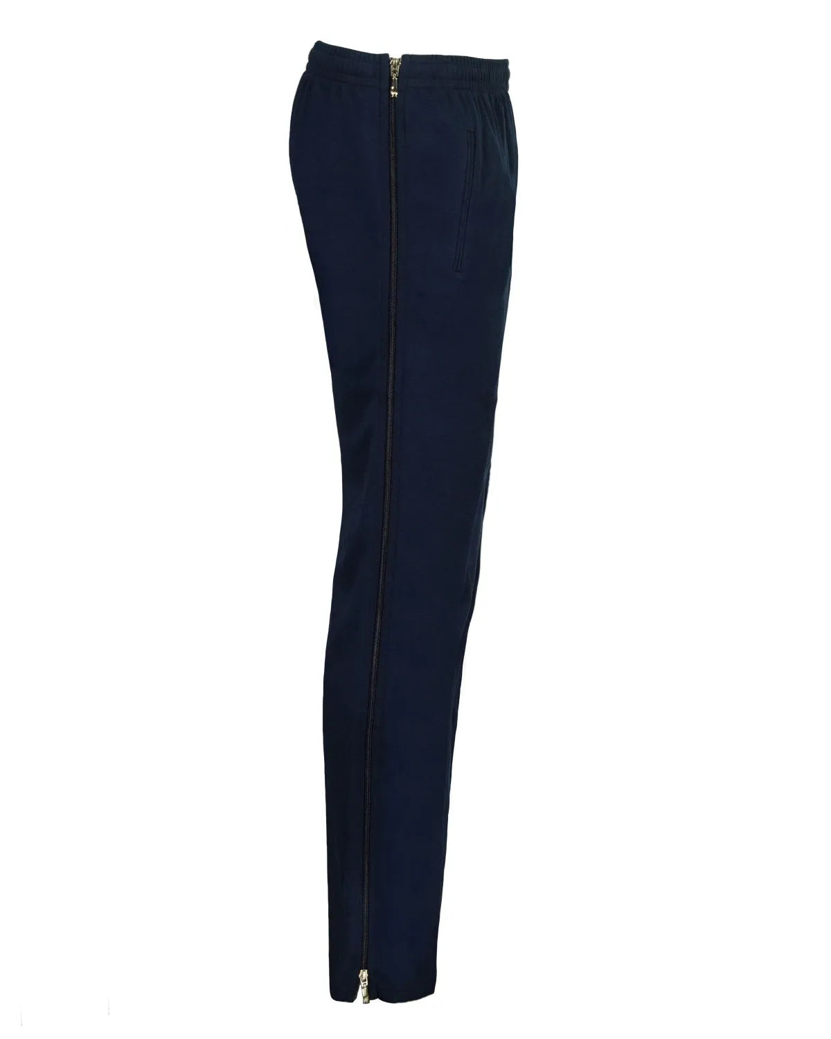 Marineblaue Leggings mit Reißverschluss in schlichtem Design und dehnbarem Material.