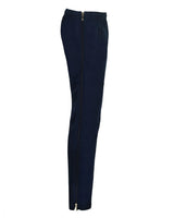 Marineblaue Leggings mit Reißverschluss in schlichtem Design und dehnbarem Material.