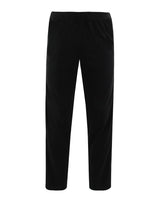 Schwarze Samt-Hose mit geradem Bein, lockerer Passform und elastischem Bund.