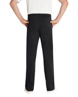 Schwarze Stretch-Hose mit elastischem Bund und Taschen.