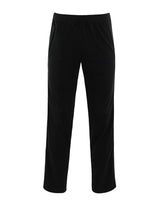 Schwarze Hose mit geradem Bein, lockerer Passform und elastischem Bund.