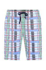 Herren Short Mio x Mia: Karo-Mix-Match-Shorts in Blau-Grün-Rot-Schwarz