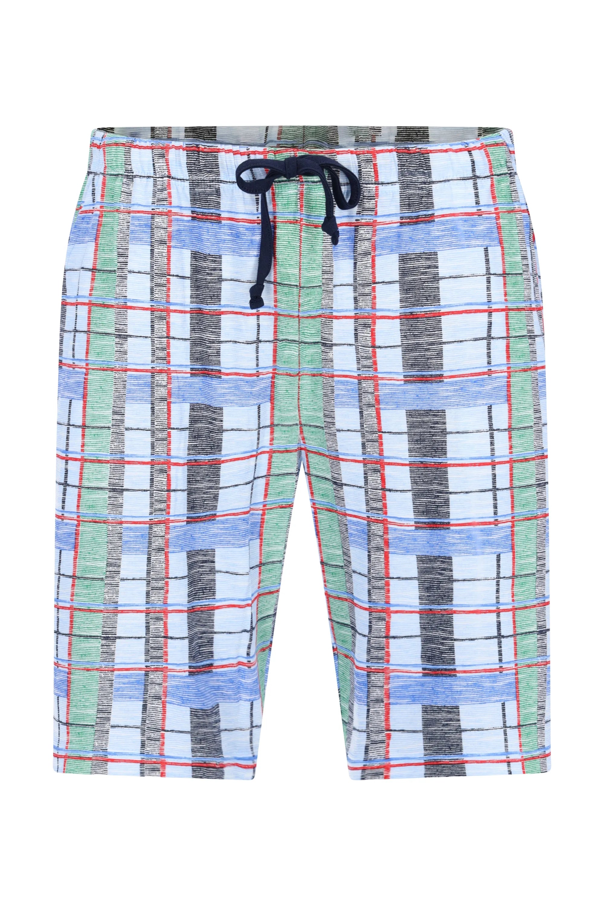 Herren Short Mio x Mia: Karo-Mix-Match-Shorts in Blau-Grün-Rot-Schwarz