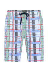 Herren Short Mio x Mia: Karo-Mix-Match-Shorts in Blau-Grün-Rot-Schwarz