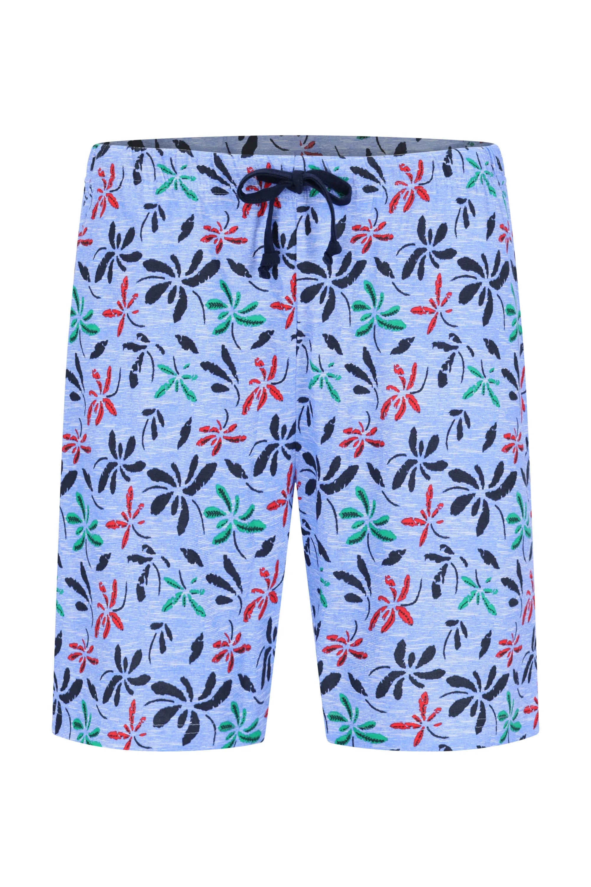 Herren Shorts Mio x Mia: hellblaue Badehose mit bunter Blumenmusterung