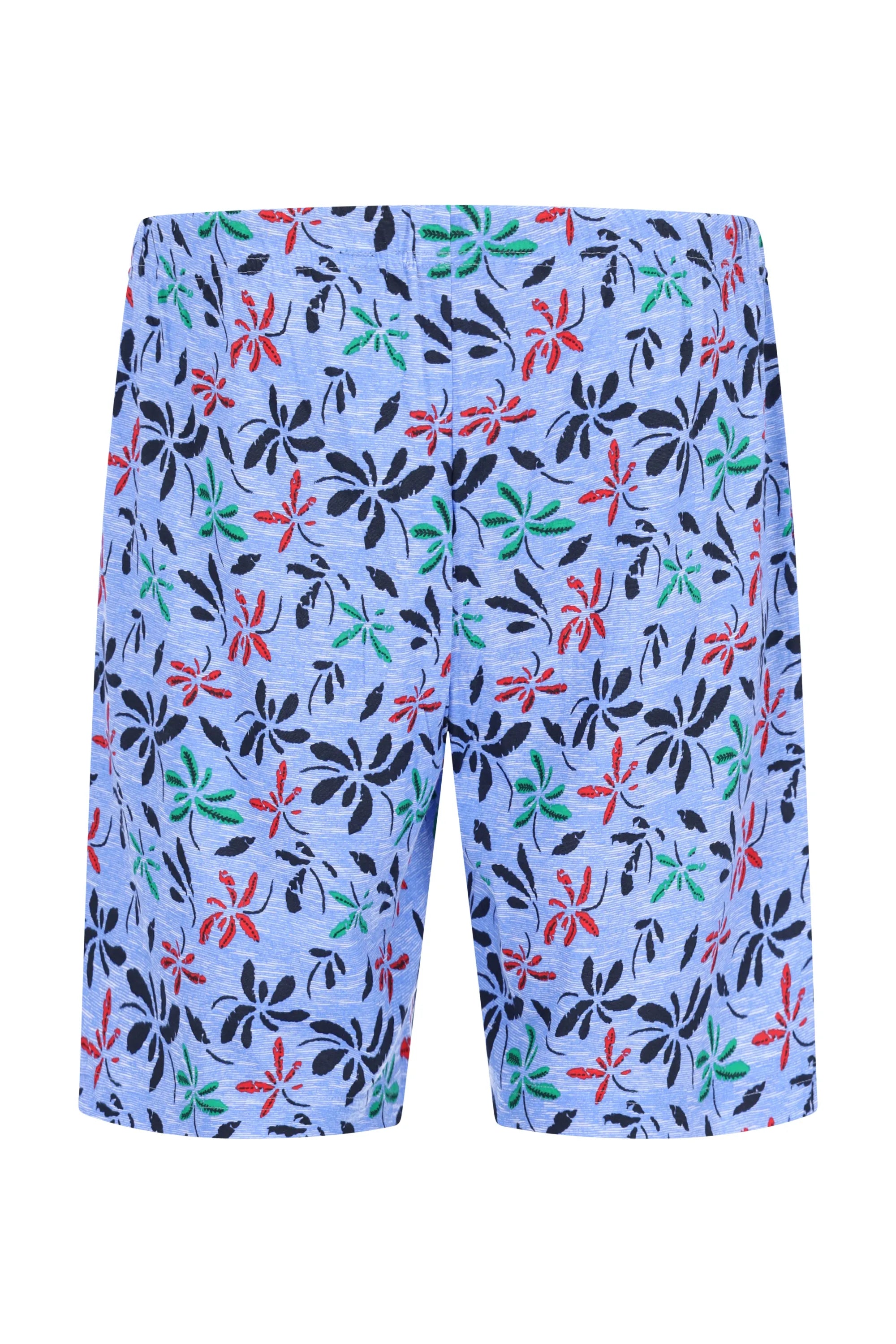 Herren Short Mio x Mia: hellblaue Shorts mit bunten Blumenmuster vorne