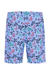 Herren Short Mio x Mia: hellblaue Shorts mit bunten Blumenmuster vorne