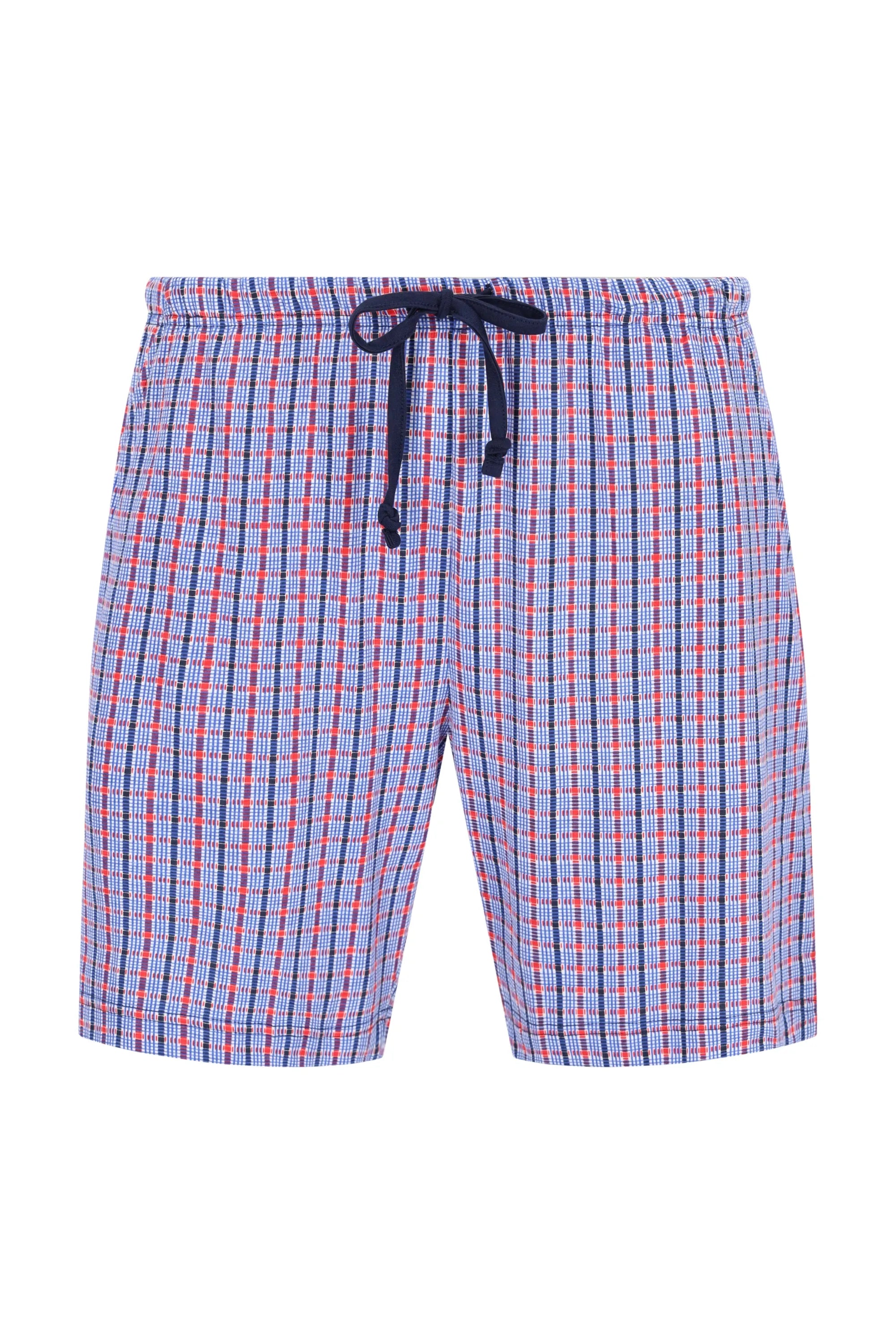 Herren-Short Mio x Mia: kariertes Bade-Shorts Rot-Weiß-Blau, Rückseite