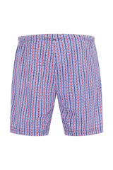 Herren Short Mio x Mia: blaue rote Karo-Boxershorts aus Baumwolle, entspannte Passform