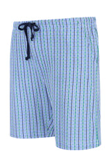 Herren Short Mio x Mia: Blau-grüner Karo Badeshorts mit Marine-Schnürung