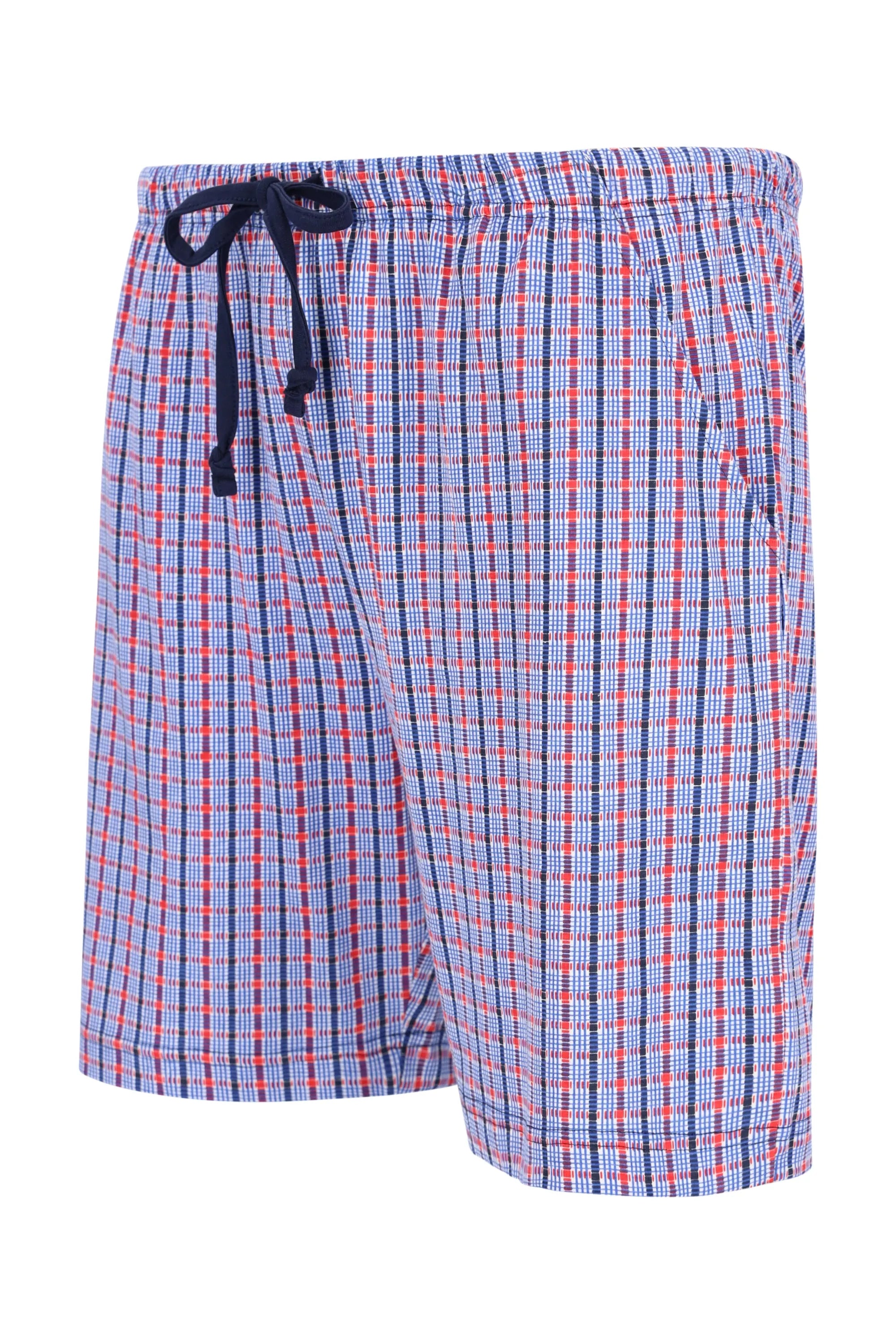 Herren Short Mio x Mia: blaue rote Karo-Shorts mit navy Bindebund