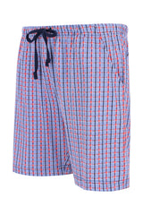 Herren Short Mio x Mia: blaue rote Karo-Shorts mit navy Bindebund