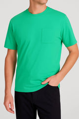 Lebhafte grüne Herren T-Shirt Mio x Mia Premium Cotton TENCEL Modal Mix Match mit Brusttasche