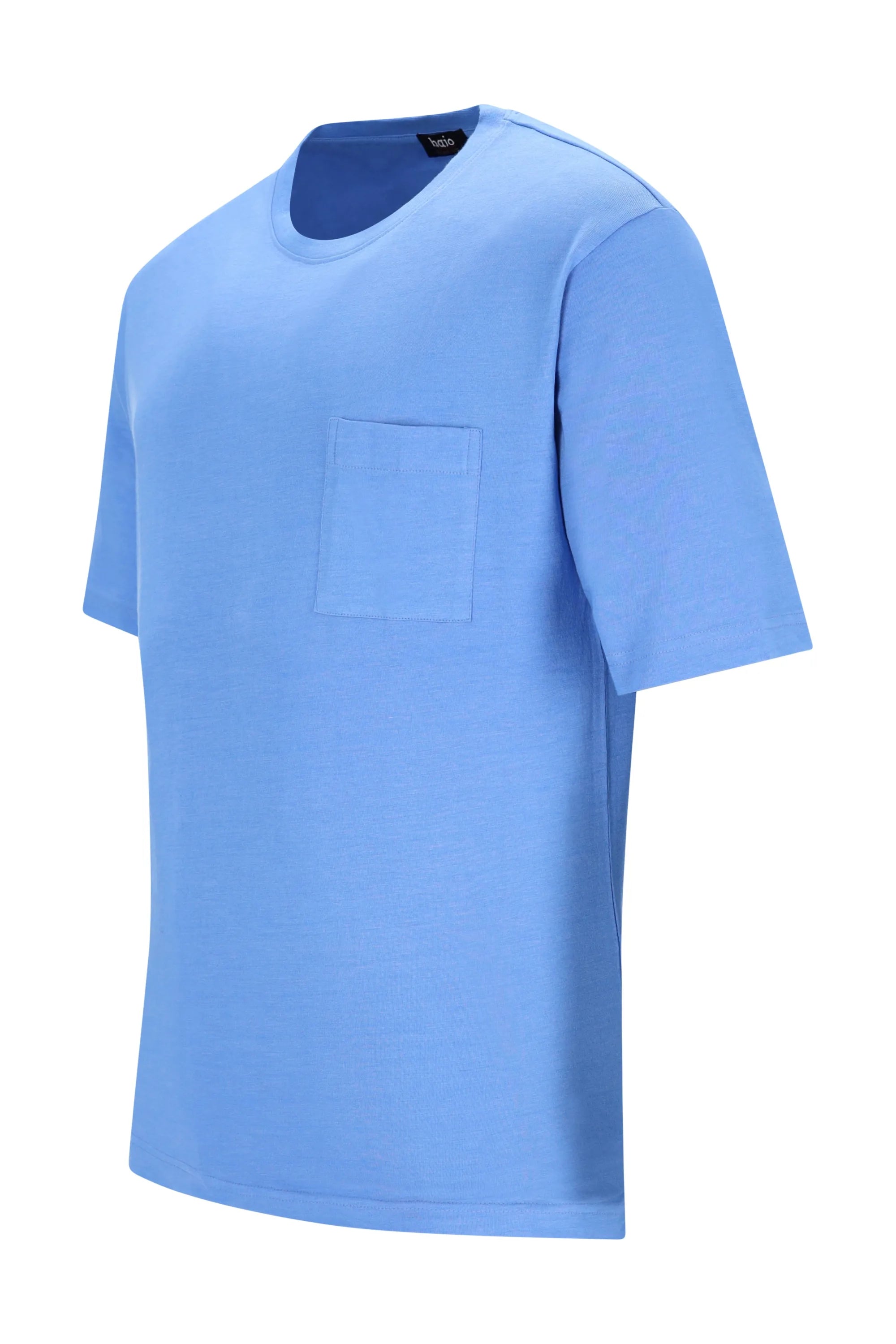 Hellblaues Herren T-Shirt Mio x Mia Premium Cotton TENCEL Modal mit Brusttasche