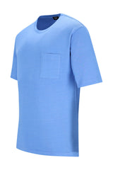 Hellblaues Herren T-Shirt Mio x Mia Premium Cotton TENCEL Modal mit Brusttasche