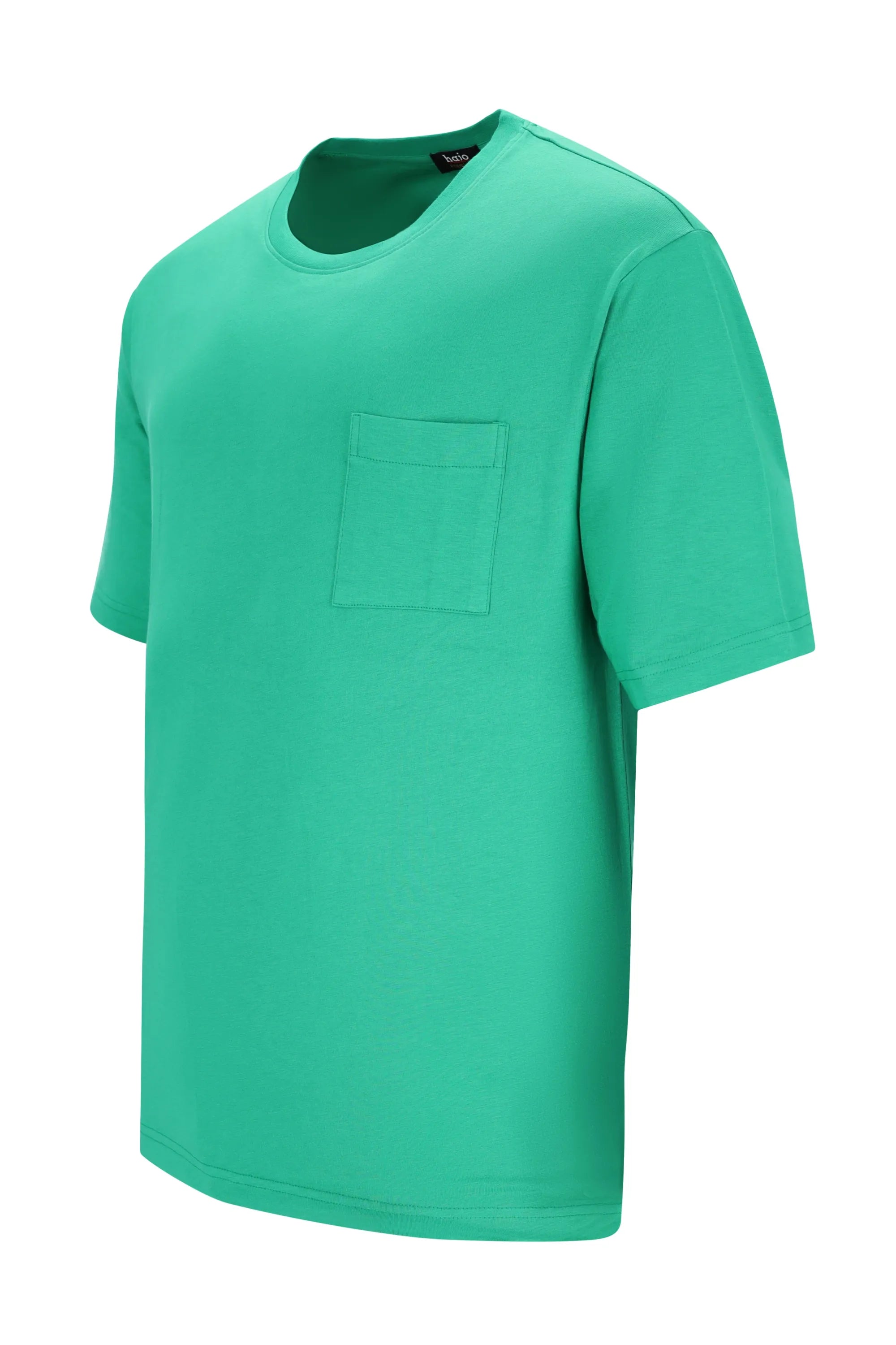 Herren T-Shirt Mio x Mia Premium aus Baumwolle/TENCEL™ Modal, teal, kurzarm, Rundhals, Brusttasche