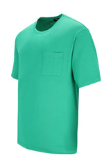 Herren T-Shirt Mio x Mia Premium aus Baumwolle/TENCEL™ Modal, teal, kurzarm, Rundhals, Brusttasche