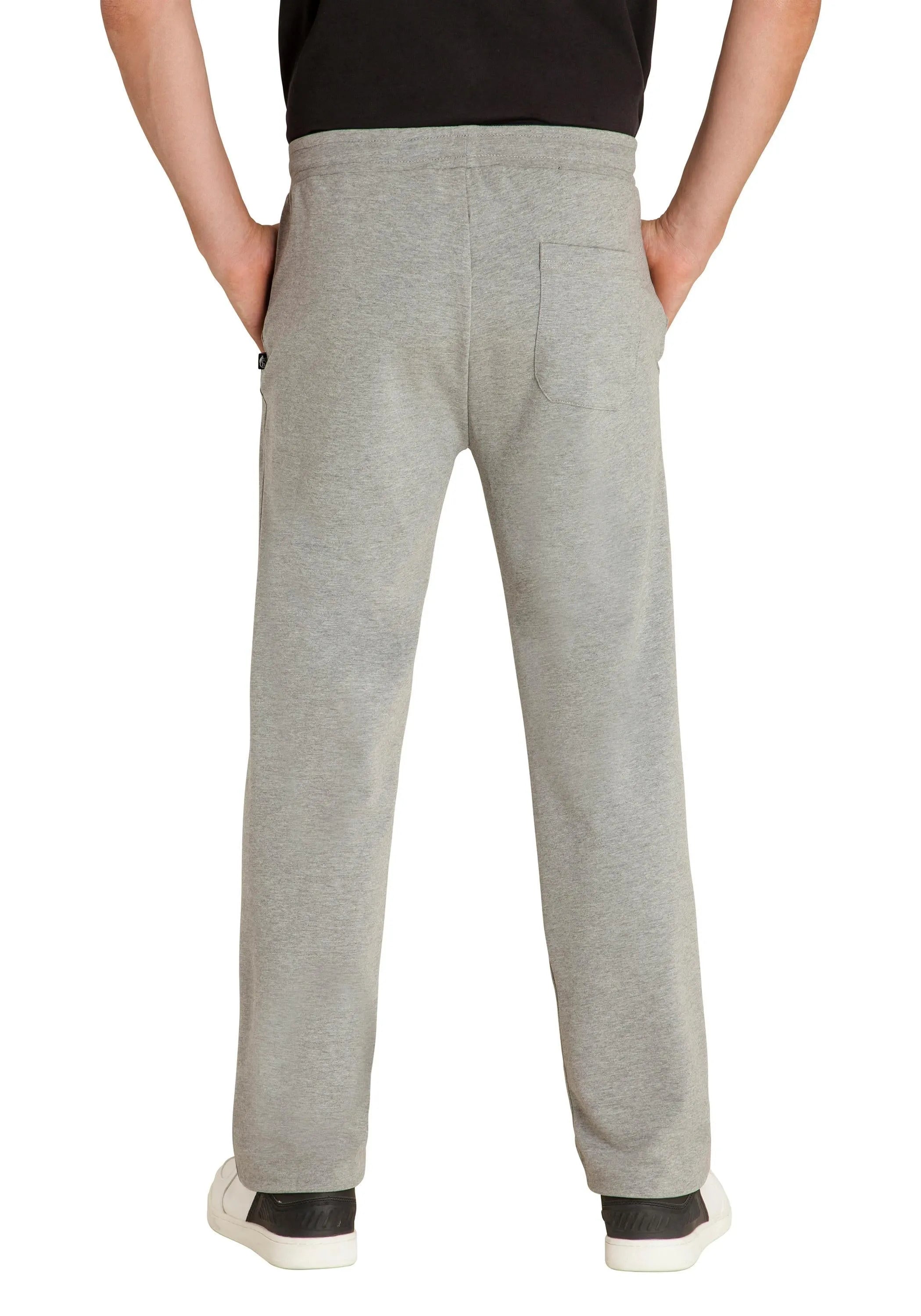 Graue Leinenhose mit lockerer Passform und elastischem Bund.