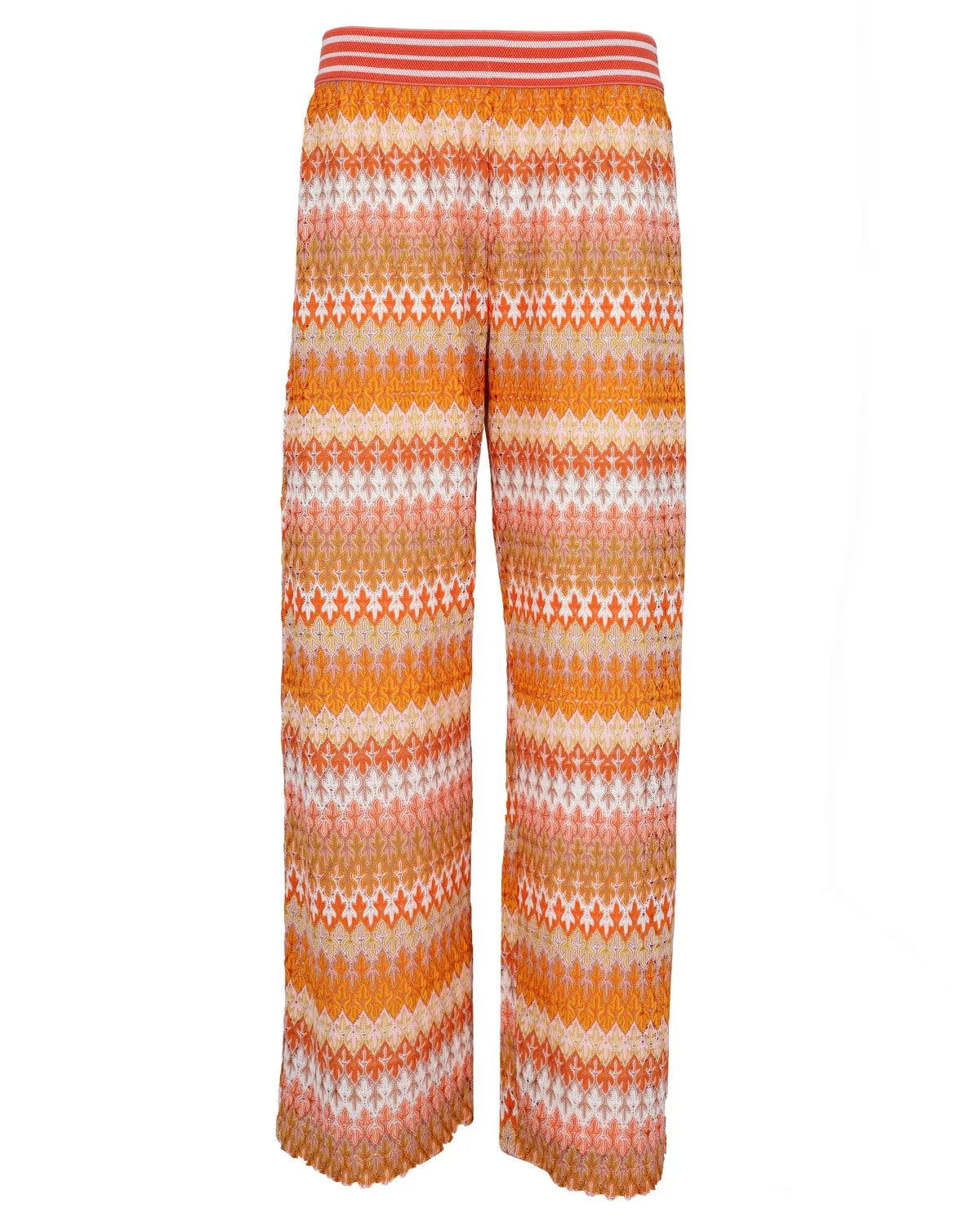 Orange und weiß gestreifte Strickhose von Missoni.