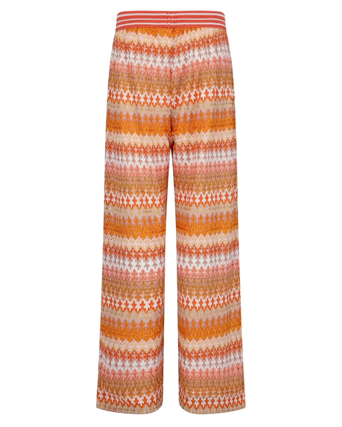 Orange und weiß gemusterte Hose mit weitem Bein von Missoni.