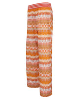 Orangefarbene und rosafarbene Missoni-Strickpalazzo-Hose mit gestreiftem Bund.