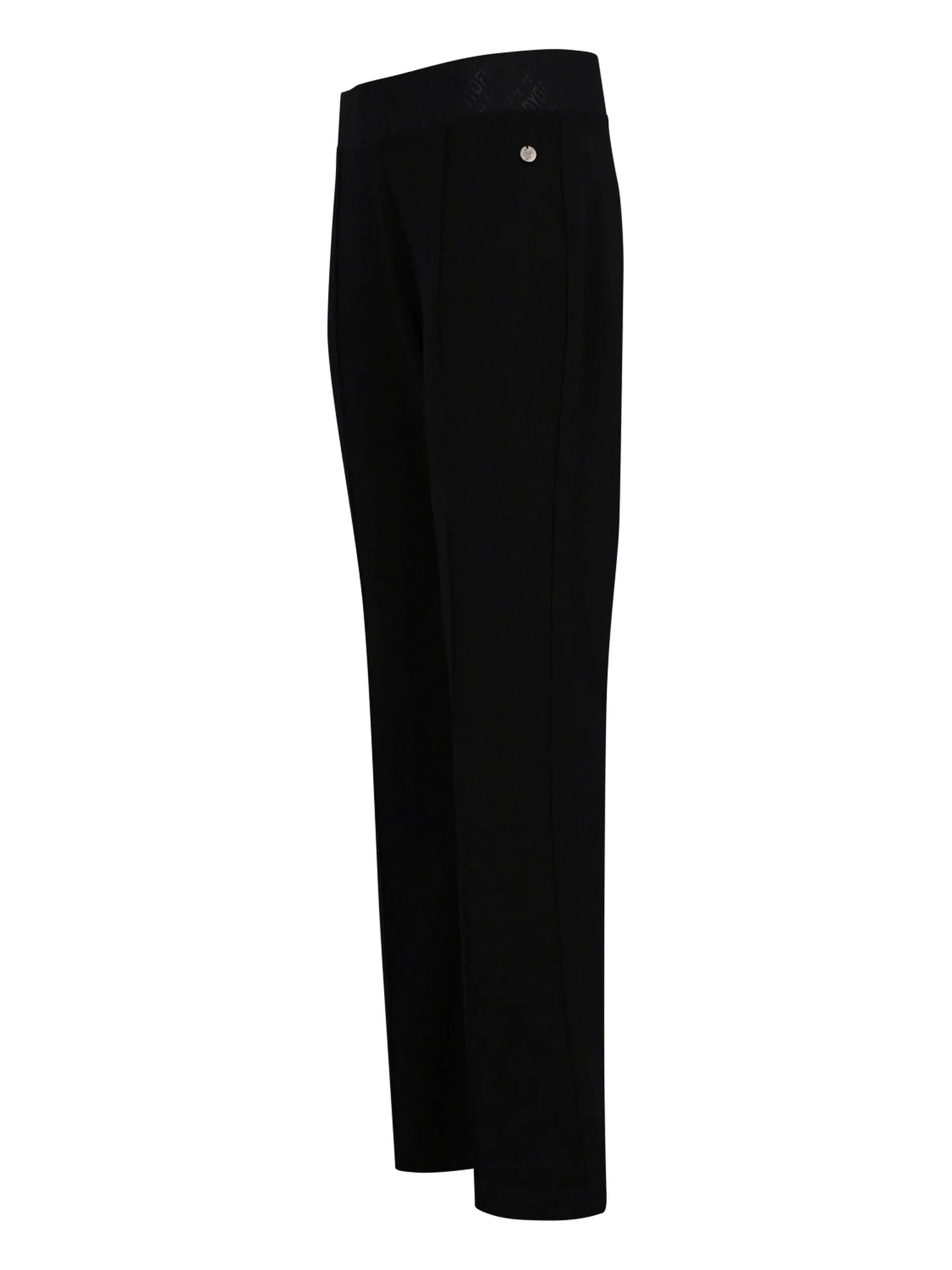 Schwarze Stretch-Hosen mit Knopfdetail am Bund.