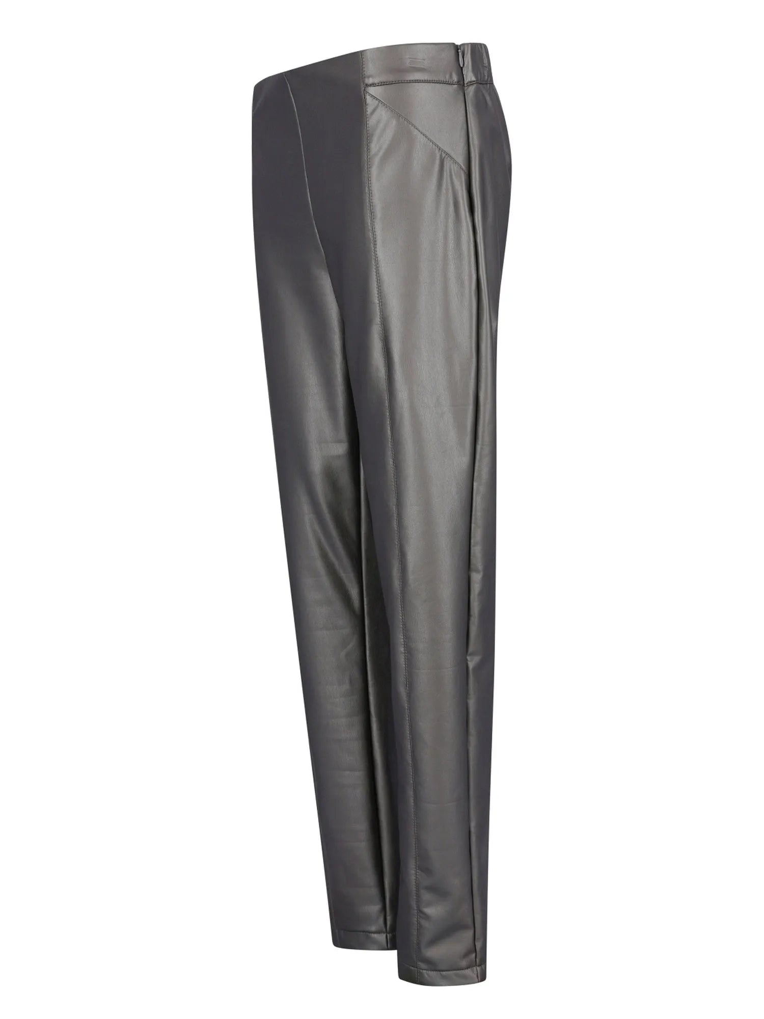 Kohle-graue Lederhosen mit einem schlanken, modernen Design und subtilen Falten vorne.