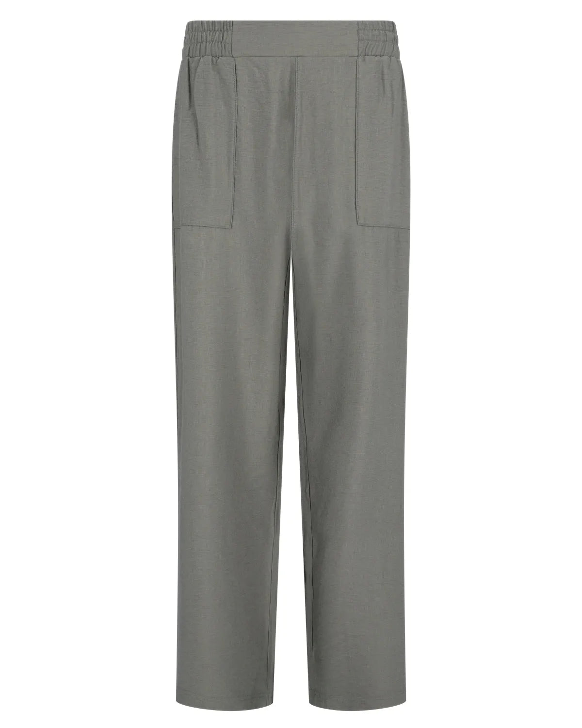 Graue Freizeithose aus Baumwolle mit Taschen und elastischem Bund