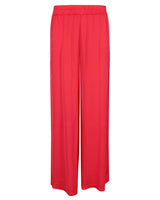 Rote Hose mit weitem Bein, hoher Taille und lockerer Passform.