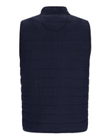 Marineblaue Steppweste für Herren mit Stehkragen.