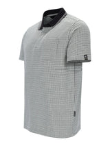 Herren Jacquardpolo in Stay Fresh-Qualität, grauschwarz-kariert mit schwarzem Kragen