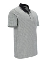 Schwarzes-weißes Jacquard-Polo kurzarm mit schwarzem Kragen, Stay Fresh