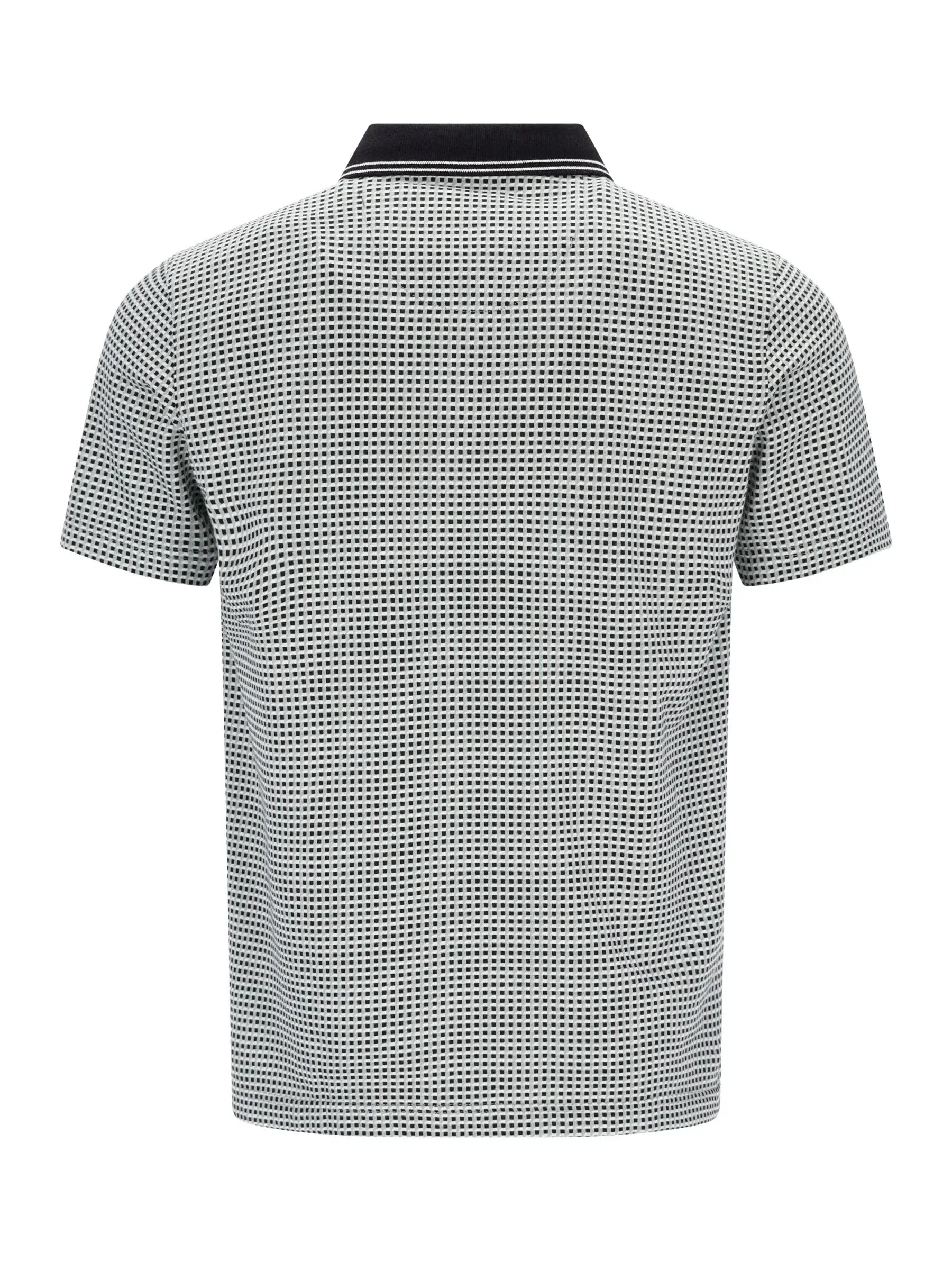 Herren Jacquardpolo in Stay Fresh-Qualität, grauschwarz-kariert mit schwarzem Kragen