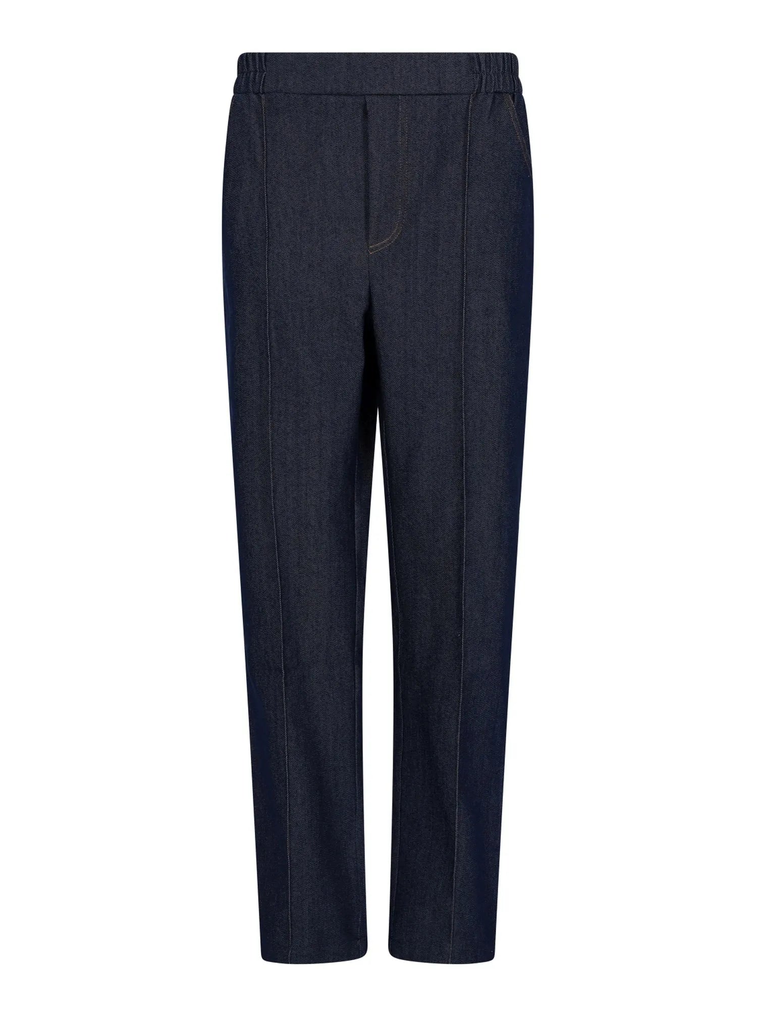 Marineblaue Herren-Anzughosen mit dezentem Plissendesign und elastischem Bund.