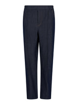 Marineblaue Herren-Anzughosen mit dezentem Plissendesign und elastischem Bund.