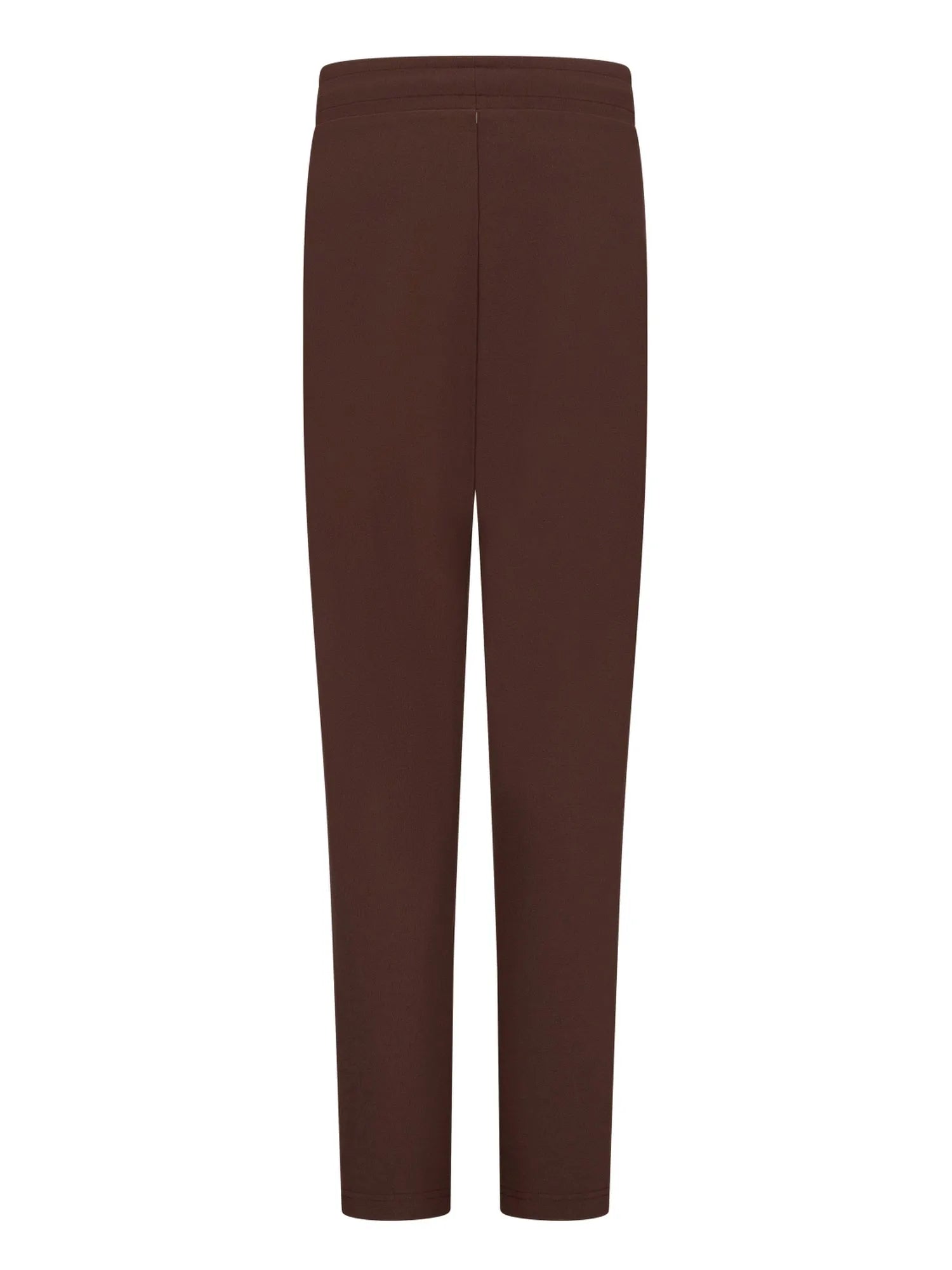 Braune Slim-Fit-Hosenträger mit hoher Taille und geradem Bein.